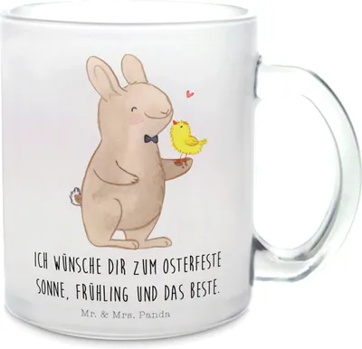 Produktbild von Mr. & Mrs. Panda Trinkglas Hase Küken - Transparent - Geschenk, Pott, Teetasse, Haferl, Ostern, Häferl, Tee Tasse