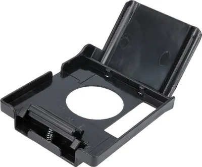 A black plastic filter bag holder for a vacuum cleaner.