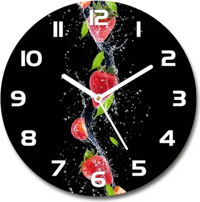 Produktbild von Wanduhr aus Glas 30fi Glasbild Glasuhr Gehärtetes Glas - weisse-zeiger - Strawberries and water