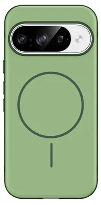 Image de Coque de protection colorée pour Google Pixel 9 / 9 Pro, avec anneau MagSafe fin - Vert foncé