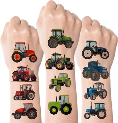 Image de 80 autocollants temporaires sur le thème des tracteurs, pour garçons et filles, parfaits pour les fêtes, les cadeaux, les décorations d'anniversaire et les motifs agricoles