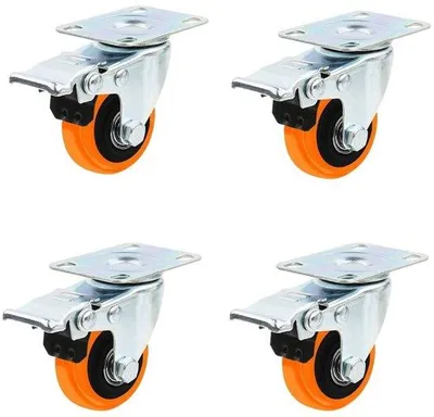 Immagine prodotto di Ruote in poliuretano da 50 mm a doppia rotazione, girevoli a 360 gradi, per mobili e attrezzature, portata 400 kg, set da 4