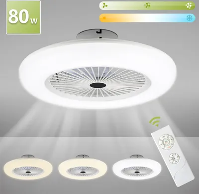 Produktbild von Karpal 80W Deckenventilator mit Beleuchtung, Einstellbare Windgeschwindigkeit und Farbtemperatur, Luefter-Deckenleuchte mit Fernbedienung Wohnzimmer Schlafzimmer Esszimmer Fan Lampe LED, 2700K-6500K