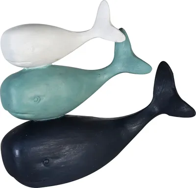 Produktbild von Casablanca Figur "3 Wale" Poly . weiß / hellblau / dunkelblau . matt H= 19.50 cm B= 21.50 cm T= 7.50cm 89134