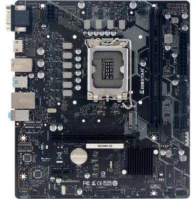 Produktbild von Biostar H610MH D5, Intel, LGA 1700, Intel® Celeron®, Intel® Core™ i3, Intel Core i3 12th Gen, Intel® Core™ i5, Intel Core i5..., DDR5-SDRAM, 96 GB, DIMM