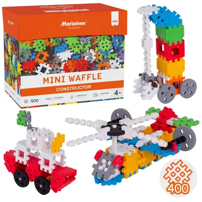 Produktbild von Marioinex Mini Waffle Konstruktor Bausteinset, weiche und sichere Bausteine für Kinder – 500 Teile