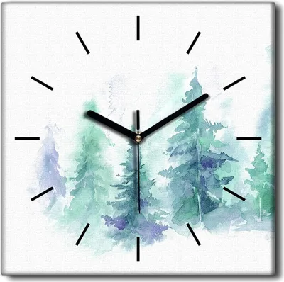 Produktbild von Coloray Uhr auf Leinwand 30x30 cm Wand Uhr Dekoration Wohnzimmer Segeltuch schwarze Hände -Winterlandschaftshügel