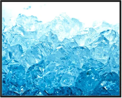 Produktbild von Wallario Wandbild Leuchtendes Eis in blau, Größe: 40,30 x 50,30 cm, Poster mit schwarzem Aluminiumrahmen