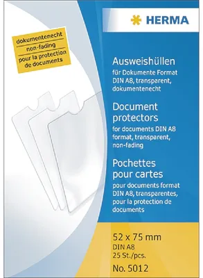 Image de 25x Herma 5012 pochettes d'identité 52x75 mm pour documents format A8