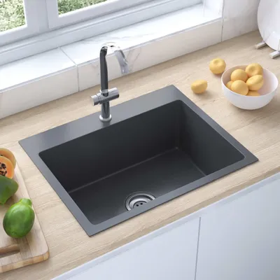 Obrázok produktu pre The Living Store Ručne vyrobený vstavaný drez z čiernej nehrdzavejúcej ocele
