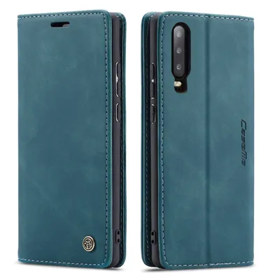 Immagine prodotto di Custodia Huawei P30, Custodia retrò in Finto cuoio, tasche per carte, chiusura magnetica, custodia con funzione stand per Huawei P30 blu