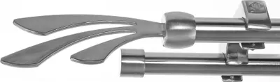Produktbild von Edelstahl Look Gardinenstange Ø 20mm Deckenträger 2-läufig zweiläufig Deckenbefestigung Schweif D60 E84E30 RR