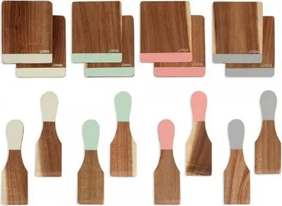 Produktbild von Raclette Zubehör Set LIVOO MEN427, Akazienholz, 8 Spatel, 8 Brettchen, Mit Aufbewahrungstasche