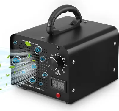Produktbild von Ozon-Generator - Luftreiniger - 60000 mg/h Hochleistung - Temperatur- & Feuchtigkeitsanzeige - 220 V EU-Stecker - Für Zuhause, Auto, Büro - - Schwarz