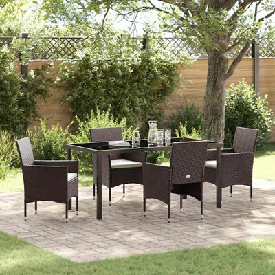 Image de Maison Exclusive - Ensemble de jardin avec coussins 5 pièces Marron Polyrotin