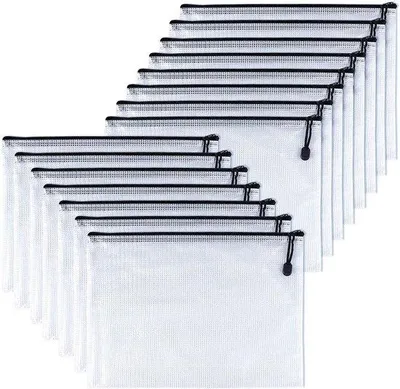 Produktbild von SnelShoppen - 15 Stück A5-Ordner mit Reißverschluss - Schwarze PVC-Aufbewahrungstaschen - Wasserdicht und feuchtigkeitsbeständig für Büro, Dokumente, Kosmetik und mehr