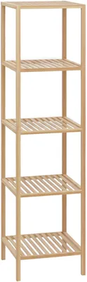 Obrázok produktu pre Polica do kúpeľne Zinnien – úložná polica z bambusu | Farba: prírodná | Rozmery: 36x36x145 cm