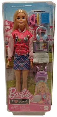 Produktbild von Barbie Klassenzimmer-Spielset mit 7 Zubehörteilen, blonde Modepuppe mit Kleidung zum Ausziehen, Modepuppe, Weiblich, 3 Jahr(e), Mädchen, 330,2 mm, 45 g