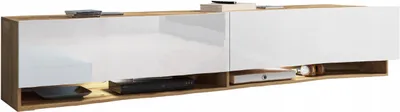 Zdjęcie produktu dla Nowoczesna szafka RTV 180 bezuchwytowa, stojąca/wisząca, wotan/biały połysk