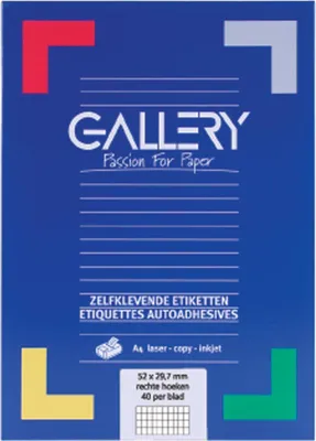 Obrázok produktu pre Galéria – biele štítky, 52,5 x 29,7 mm (š x v), pravouhlé, balenie s 4 000 štítkami