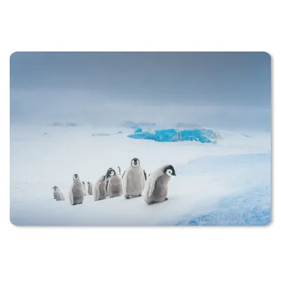 Produktbild von MuchoWow® Schreibtischunterlage Junge Pinguine klettern auf Eisberg 60x40 cm - XXL Mauspad - Großes Mauspad