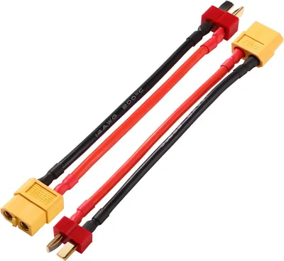 Immagine prodotto di Cavo adattatore 2x T-Plug a XT60, 10 cm, 14 AWG, in silicone: connettore a T a presa XT60 per batterie LiPo, ESC RC e caricabatterie