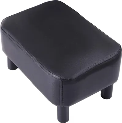 Produktbild von Rechteckige Fußbank - Stabile Pouf für das Wohnzimmer - 1 Stück - Schwarz - Kunstleder - 42 cm