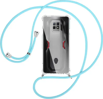 Produktbild von Handykette Backcover-Schutzhülle mit Band (Metall silberfarben) für ZTE nubia Red Magic 7 Pro (NX709J) - himmelblau