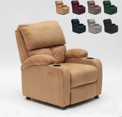Produktbild von Verstellbarer Relaxsessel Fernsehsessel mit Samt-Mikrofaser-Fußstütze Laura - Beige