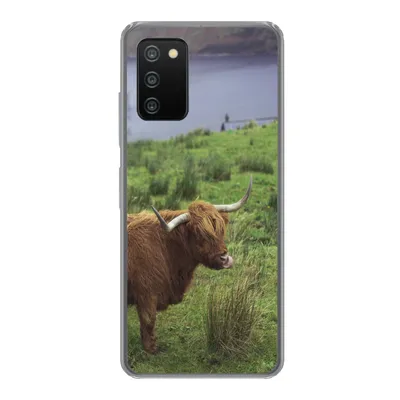 Produktbild von MuchoWow® Handyhülle Schutzhülle Hülle für Samsung Galaxy A03s Schottische Highlander - Gras - Wasser - Tiere Silikon Softcase Handy Hülle - Schutz