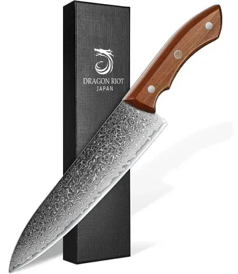 Image de Couteaux de cuisine en acier damas, 20 cm, avec manche ergonomique en bois, extrêmement tranchants, idéaux pour la viande, les légumes, le barbecue, le camping, et comme cadeau