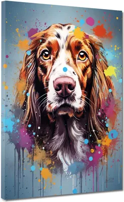 Produktbild von Hund Cocker Spaniel Pop Art Leinwandbild Wandbild Kunstdruck XL Wanddeko: 105x140x4cm