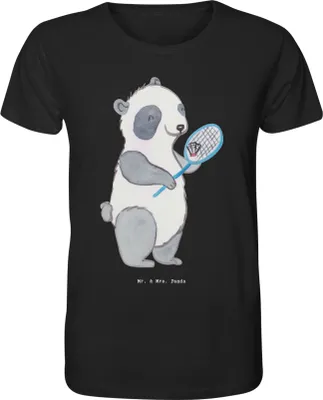 Produktbild von Mr. & Mrs. Panda Tshirt Panda Badminton  Größe XL - Schwarz - Geschenk, Kurzarm-T-Shirt, T-Shirt, Männer-T-Shirt, Herren, spielen, mit Spruch