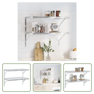Immagine prodotto di The Living Store Mensole a muro 2 pz. 75x40 cm acciaio inox argento
