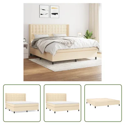 Immagine prodotto di The Living Store Letto a molle con materasso crema 160x200 cm in tessuto