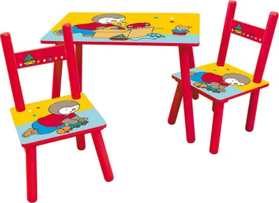 Obrázok produktu pre T'CHOUPI Obdĺžnikový stôl 41,5 x 61 x 42 cm + 2 stoličky 49,5 x 31 x 31,5 cm