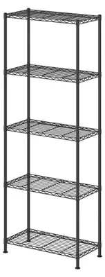 Immagine prodotto di Scaffale metallico a 5 ripiani con mensole regolabili | Nero | 60x30x161 cm