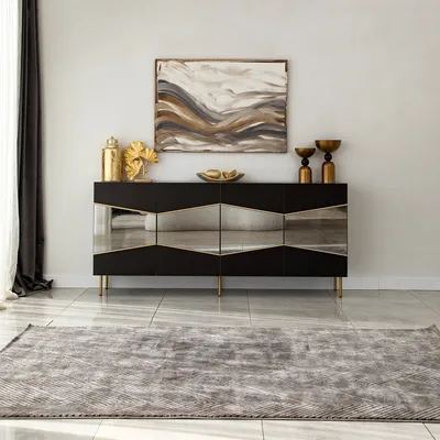 Produktbild von Skye Decor, Nice - Black, Fume, Konsole, 100 % MELAMINBESCHICHTETE SPANPLATTEN, Schwarz, 180 x 40 x 80 cm