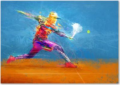 Produktbild von Tulup® Glas-Bild - 100 x 70 - Wandbild aus Glas - Wandkunst - Wandbild hinter gehärtetem Sicherheitsglas - Sport - Tennisspieler - Mehrfarbig