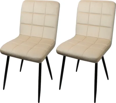 Produktbild von 2er Set Esszimmerstühle Polsterstuhl aus Samt mit Rückenlehne bis 120 kg belastbar,Metallbeine, Beige
