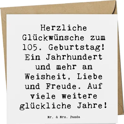 Produktbild von Mr. & Mrs. Panda Deluxe Karte Spruch 105. Geburtstag - Weiß - Geschenk, doppelkarte, Liebe und Freude, Klappkarte, anlasskarte, Happy Birthday, Dankbarkeit, faltkarte