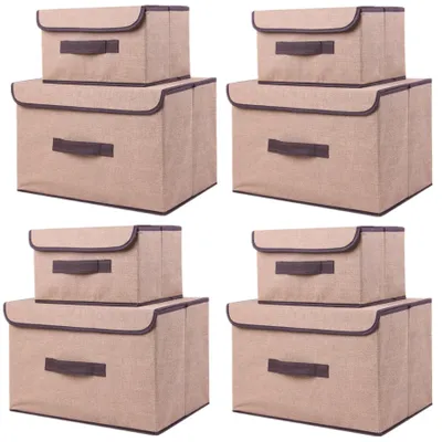 Immagine prodotto di Elzusha - Set di 8 scatole pieghevoli con coperchio, color beige