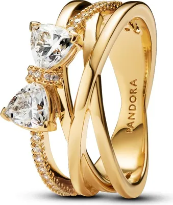 Produktbild von Pandora Ring Funkelnde Schleife Überkreuztes Band Vergoldet 163511C01 Gr. 58