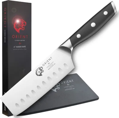 Produktbild von Nakiri Küchenmesser, Orient, Carbon Series, aus deutschem X50 Ultra+ Edelstahl, schwarz
