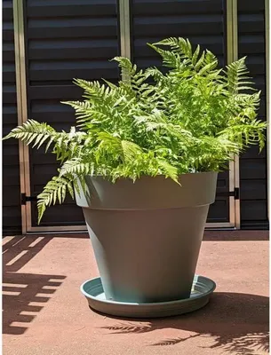Immagine prodotto di Vaso da fiori RIVIERA SOLEILLA, rotondo, D59 x H54 cm, 83 litri, plastica riciclabile al 100%, Vert Argile