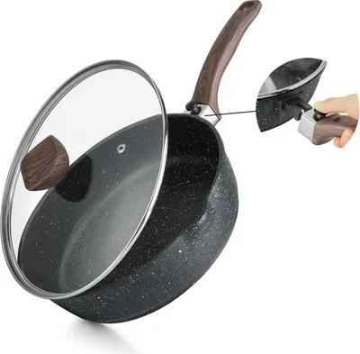 Obrázek produktu pro Nepřilnavá pánev s poklicí 28 cm, indukce, odnímatelná dřevěná rukojeť