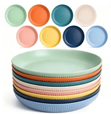 Zdjęcie produktu dla Omgoods - Zestaw 8 wielorazowych plastikowych talerzy, 23 cm