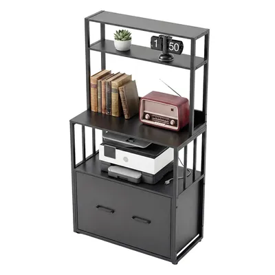 Produktbild von Aktenschrank mit Schublade, Aktenschrank mit Bücherregal, Aufbewahrungsschrank, 75 × 35 × 135 cm, Schwarz