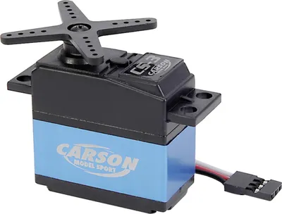 A close-up studio shot of a Carson CS-3 servo motor.