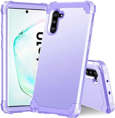 Produktbild von Galaxy Note 10 Hülle, LaimTop Heavy Duty 3 in 1 Hybrid Hart PC Flexibel TPU Silikon Stossfest Kratzfest Tasche Schutzhülle für Samsung Galaxy Note 10 Helles Lila